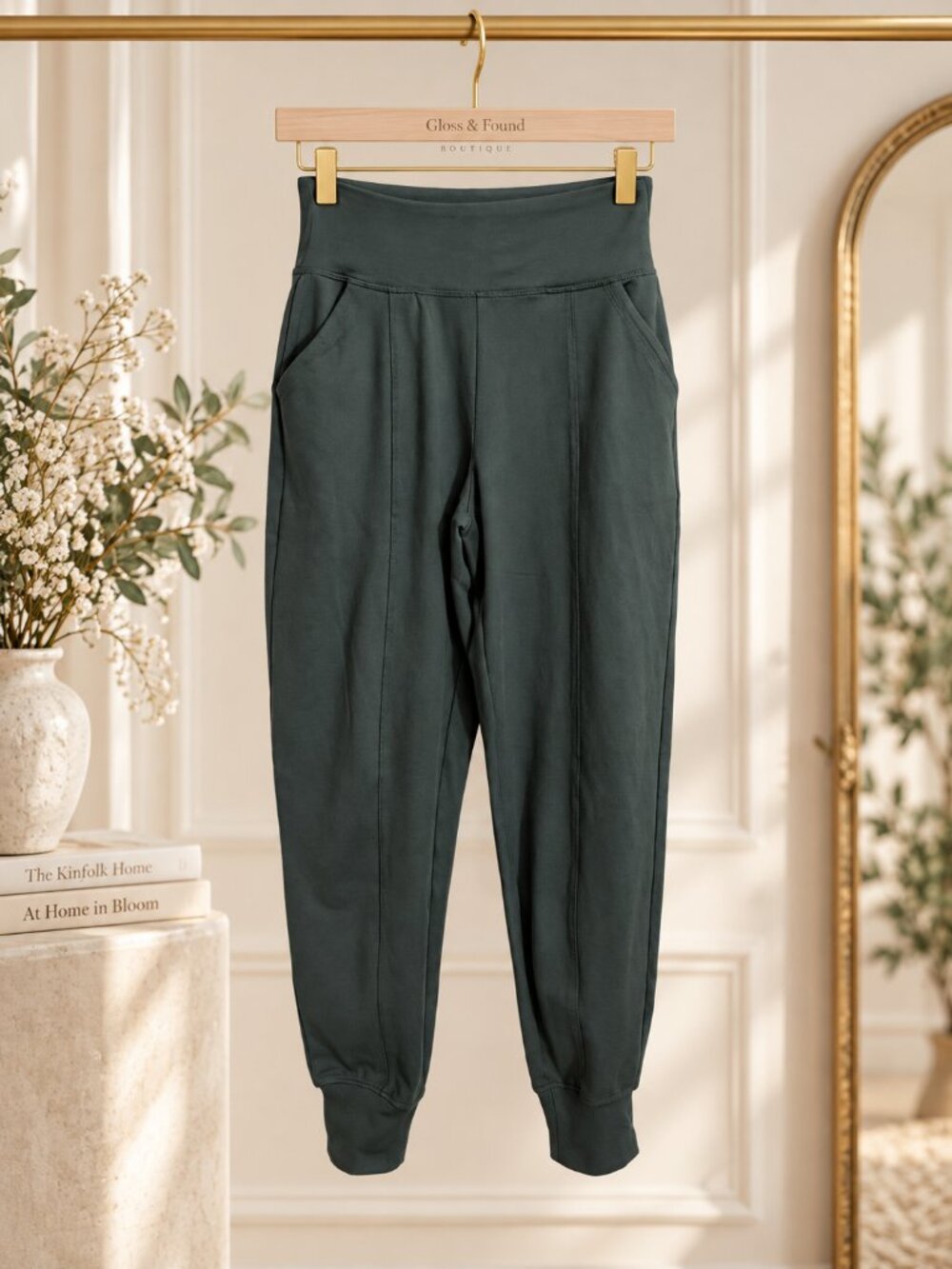 Balance Collection Dark Charcoal Green High Rise Jogger Pants Women’s Activewear
